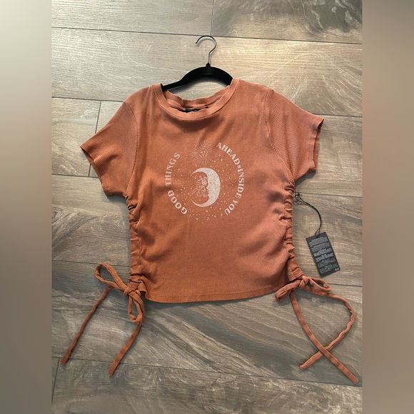 Good Things Ahead | Bohemian T-Shirt with Adjustable Strings | Burnt Orange | - Picture 1 of 5